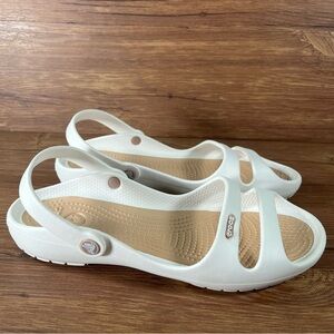 CROCS Cleo ii White Slingback Sandals Women’s Size 9 Shoes Flats